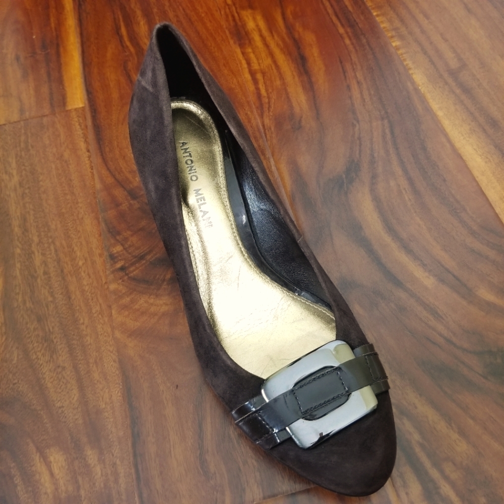 Antonio Melani Womens Brown Seude Wedge Heel Pumps Shoes Size 8 M